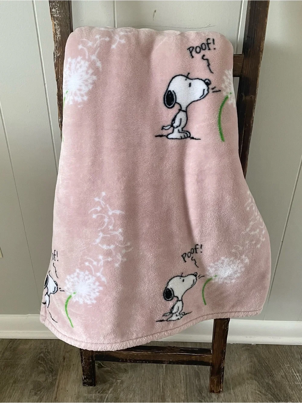 Berkshire Peanuts Snoopy Pink Fleece Throw Blanket 45” x 62” – Soft Plush